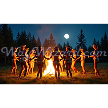 Картина «Купальська ніч» — хоровод дівчат біля вогнища під повним місяцем у лісі