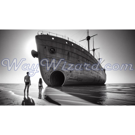 Картина Примари минулого — чорно-біле відлуння корабельної аварії на безлюдному березі